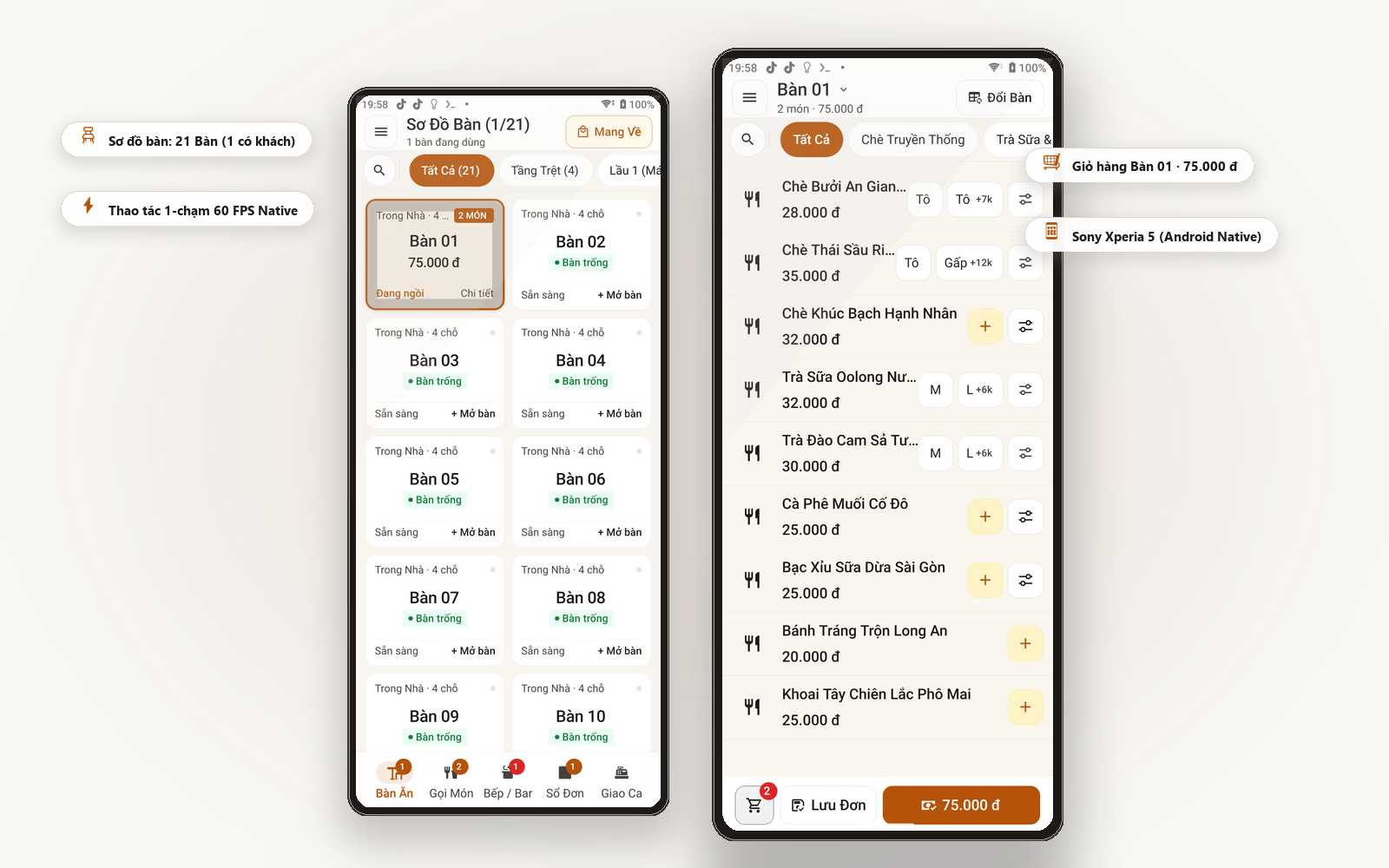 OngChu POS trên thiết bị Android